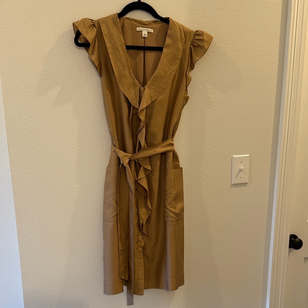 Banana Republic Tan Midi Dress with Ruffle Detail